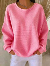 Evangelia | Women's Textured Round Neck Long Sleeve Sweater