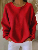 Evangelia | Women's Textured Round Neck Long Sleeve Sweater