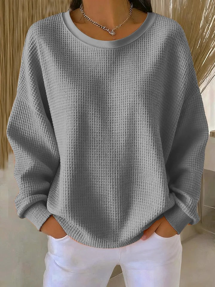 Evangelia | Women's Textured Round Neck Long Sleeve Sweater