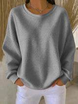 Evangelia | Women's Textured Round Neck Long Sleeve Sweater