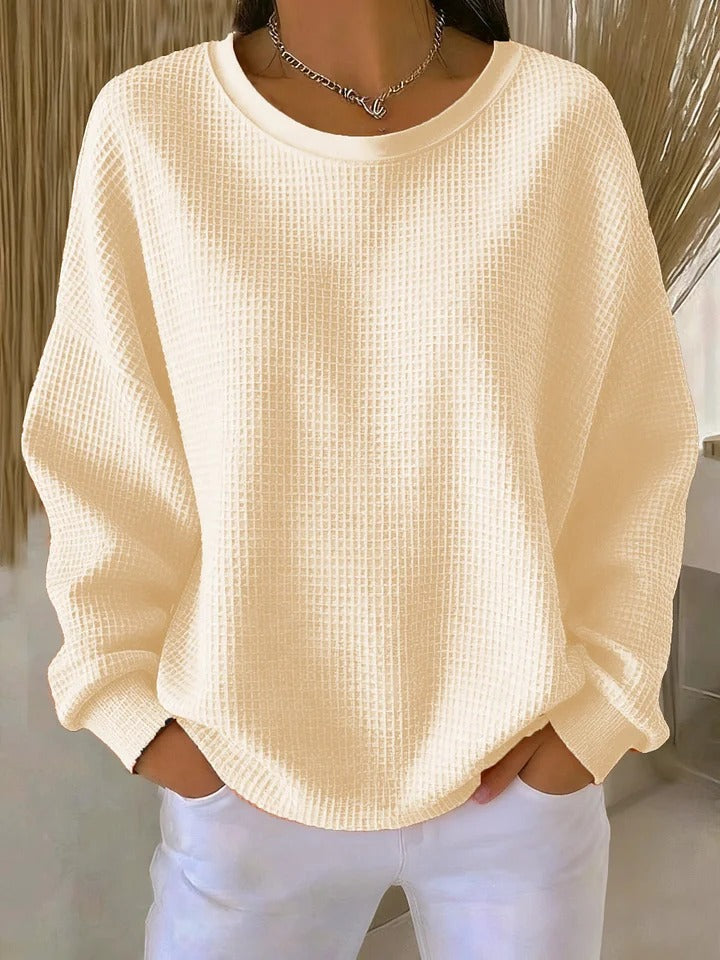 Evangelia | Women's Textured Round Neck Long Sleeve Sweater