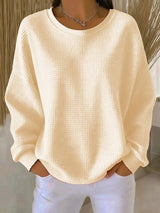 Evangelia | Women's Textured Round Neck Long Sleeve Sweater