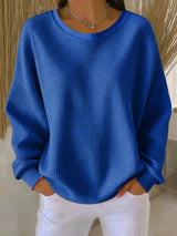 Evangelia | Women's Textured Round Neck Long Sleeve Sweater