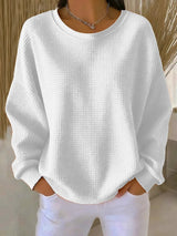 Evangelia | Women's Textured Round Neck Long Sleeve Sweater