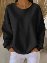 Evangelia | Women's Textured Round Neck Long Sleeve Sweater
