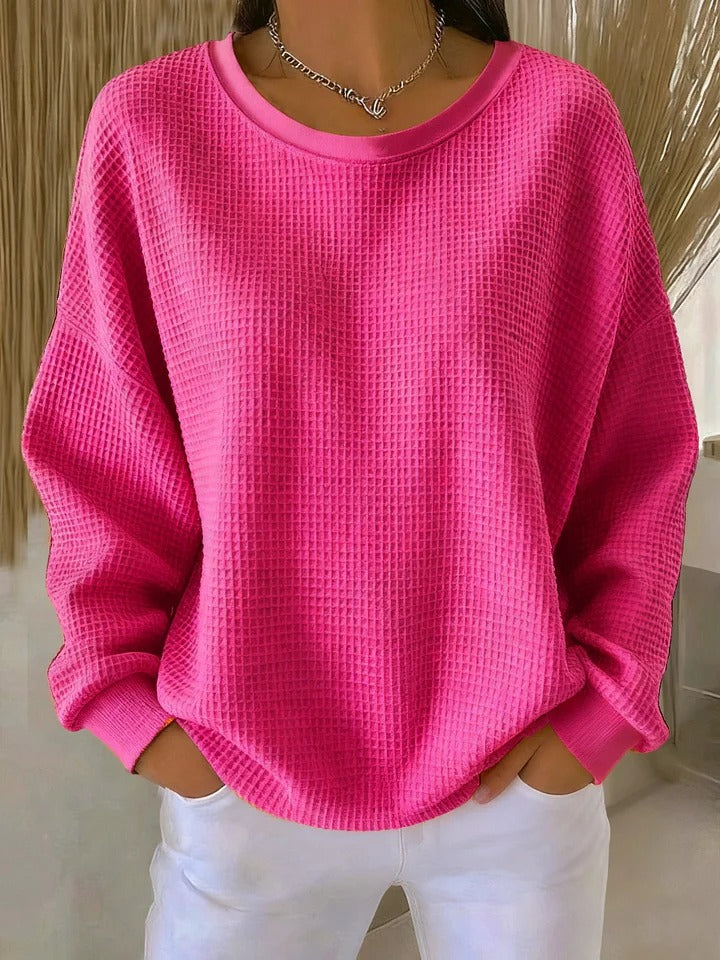 Evangelia | Women's Textured Round Neck Long Sleeve Sweater