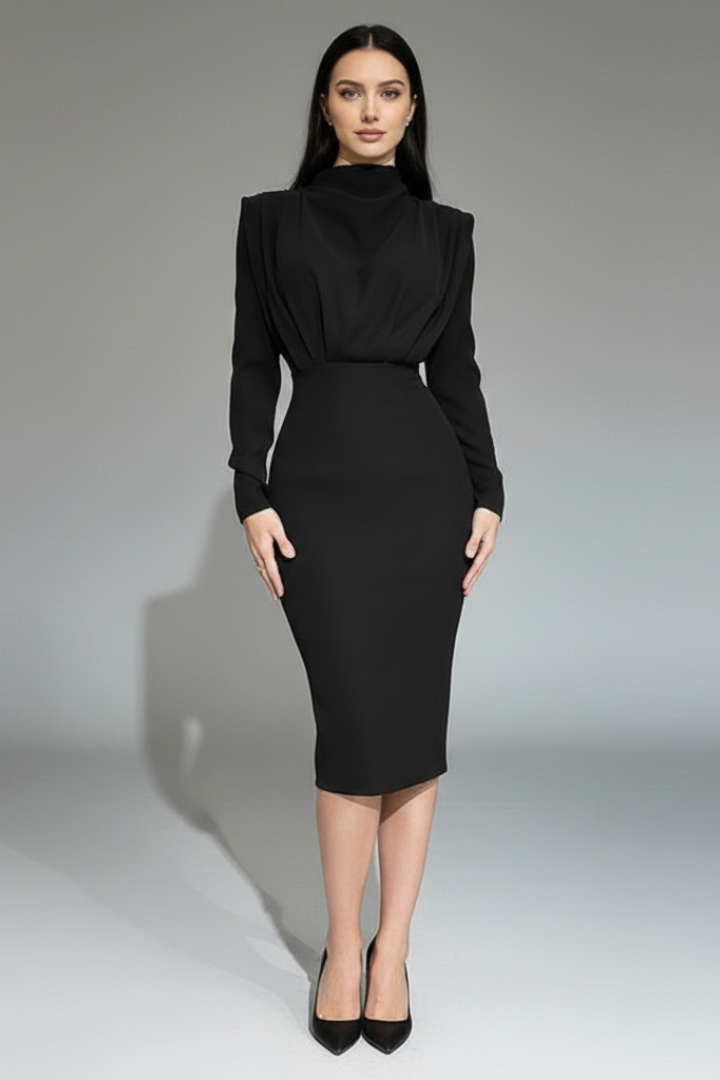 Evangeline | Women's Mock Neck Long Sleeve Maxi Dress
