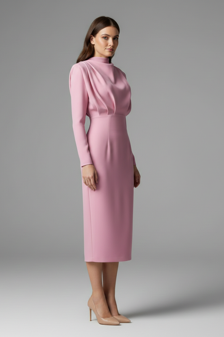 Evangeline | Women's Mock Neck Long Sleeve Maxi Dress