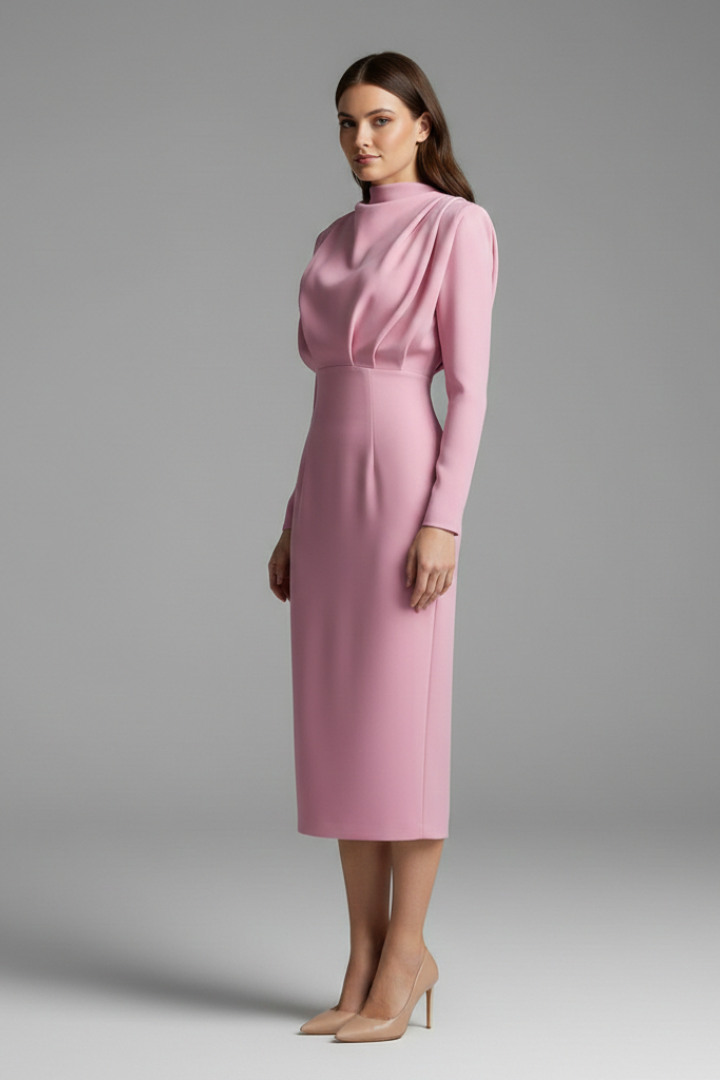 Evangeline | Women's Mock Neck Long Sleeve Maxi Dress