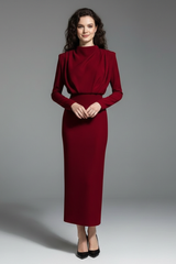 Evangeline | Women's Mock Neck Long Sleeve Maxi Dress