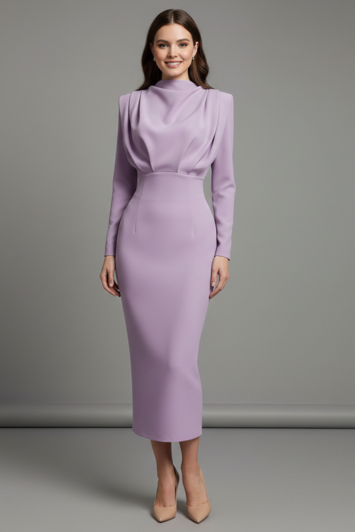 Evangeline | Women's Mock Neck Long Sleeve Maxi Dress