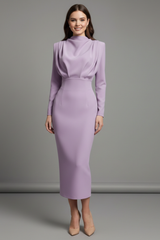 Evangeline | Women's Mock Neck Long Sleeve Maxi Dress