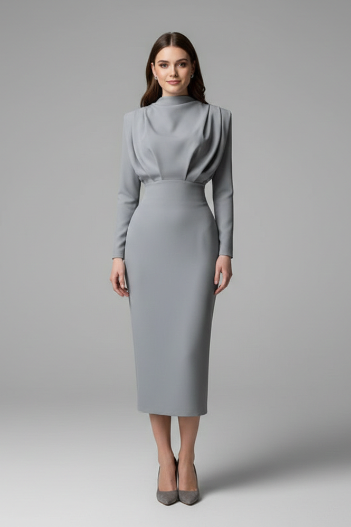 Evangeline | Women's Mock Neck Long Sleeve Maxi Dress
