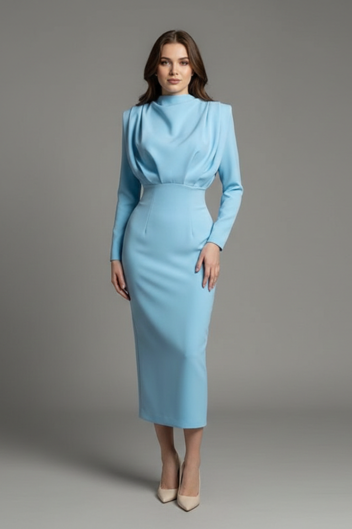 Evangeline | Women's Mock Neck Long Sleeve Maxi Dress