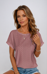Astrid | Women's Casual Eyelet Short Sleeve Top