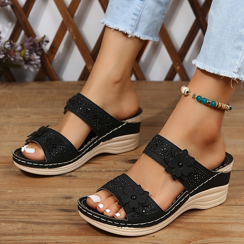 Delor™ | Floral Wedge Slides