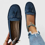 Daisy | Women's Suede Bow Loafers Tassel Detail Slip-On Flat