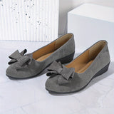 Maisie | Women's Wedge Ballet Flats Bow Detail Suede Slip On Shoes