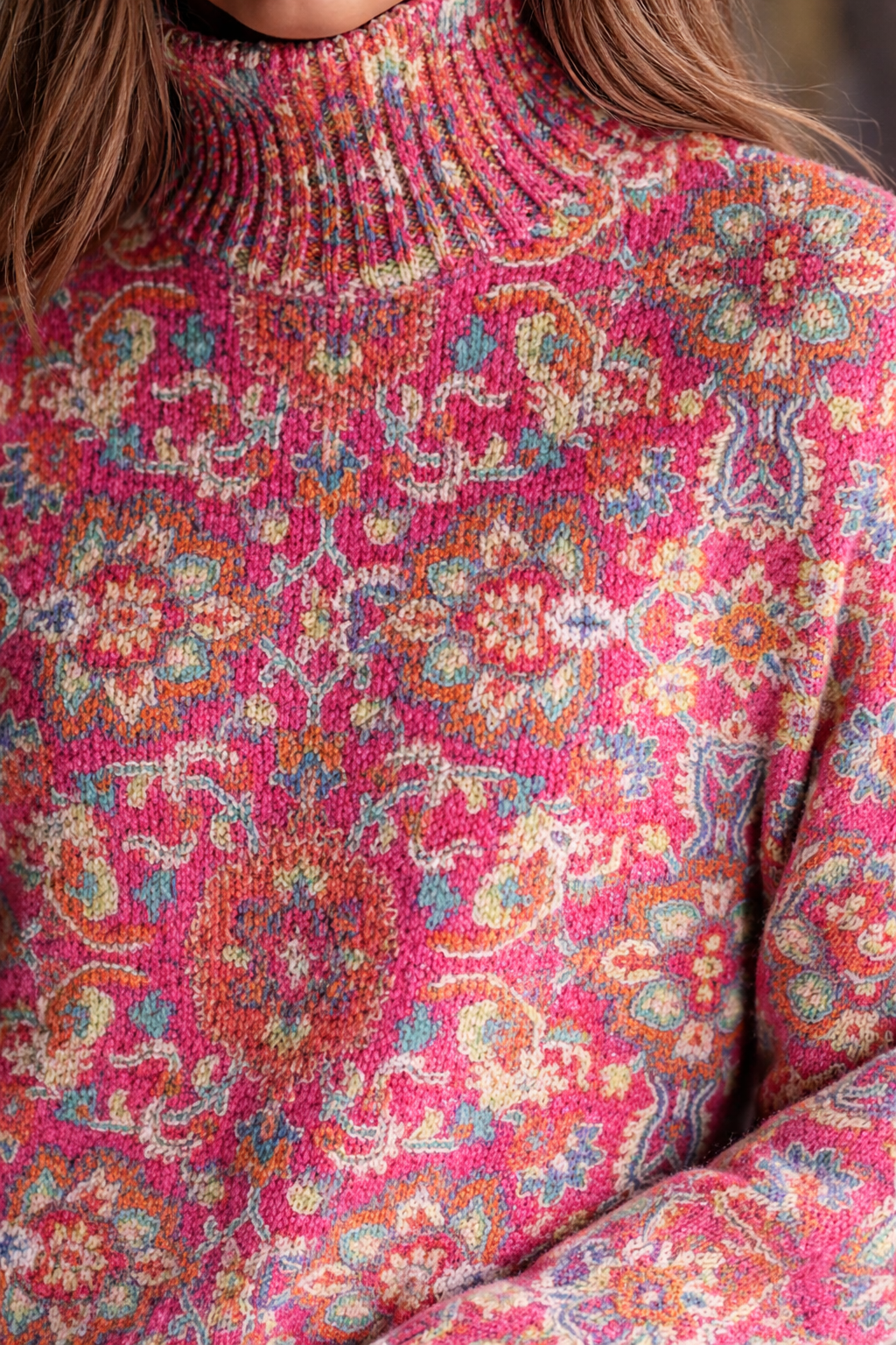 Fiona | Women's Floral Print Turtleneck Sweater