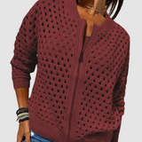 Fiona | Women's Zip Front Open Knit Cardigan