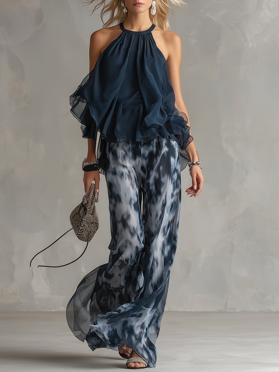 Fleur | Women's Halter Neck Wide Leg Two Piece Set