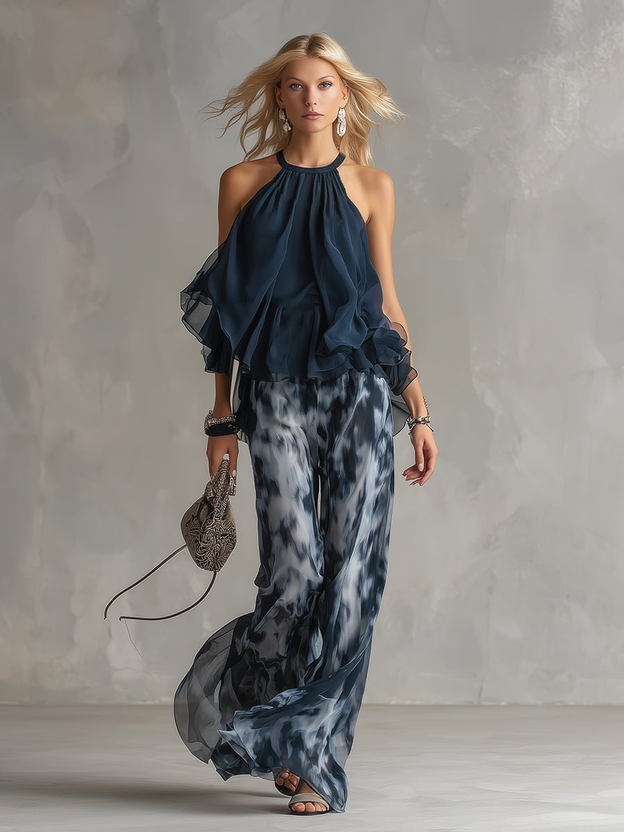 Fleur | Women's Halter Neck Wide Leg Two Piece Set
