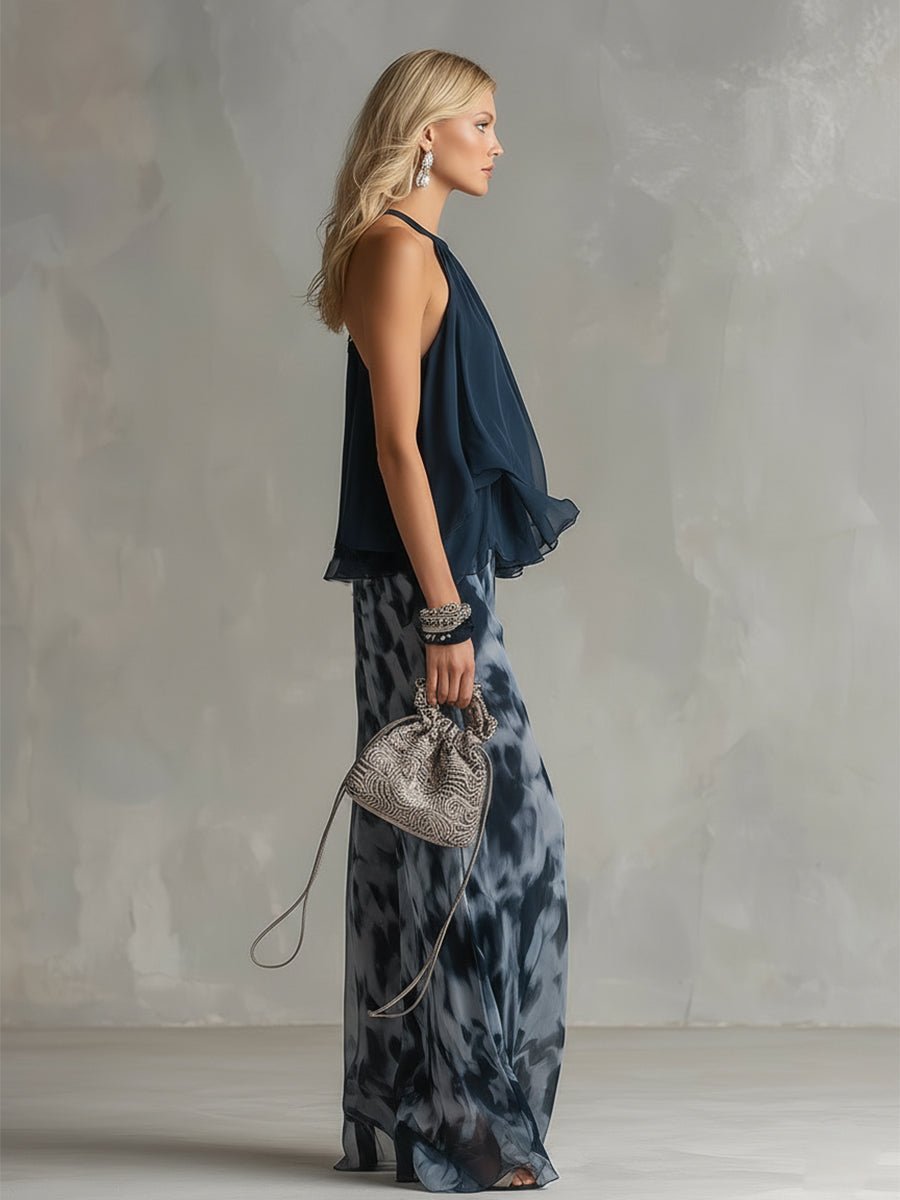 Fleur | Women's Halter Neck Wide Leg Two Piece Set