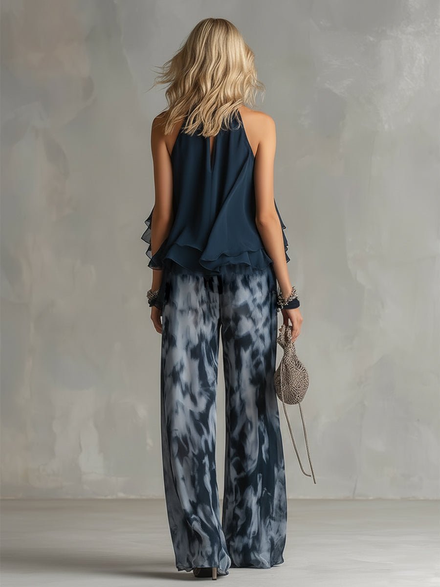 Fleur | Women's Halter Neck Wide Leg Two Piece Set