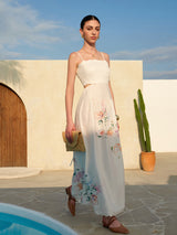 Bianca | Women's Floral Print Lace-Up Back Sleeveless Maxi Dress