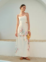Bianca | Women's Floral Print Lace-Up Back Sleeveless Maxi Dress