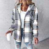 Francine | Women's Plaid Hooded Button Up Jacket