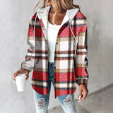 Francine | Women's Plaid Hooded Button Up Jacket