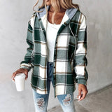 Francine | Women's Plaid Hooded Button Up Jacket