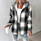 Francine | Women's Plaid Hooded Button Up Jacket