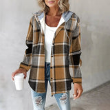 Francine | Women's Plaid Hooded Button Up Jacket
