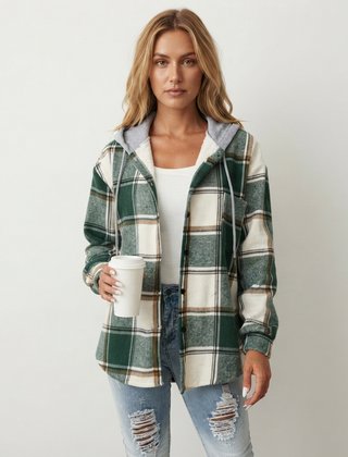 Women’s Plaid Flannel Hooded Shacket