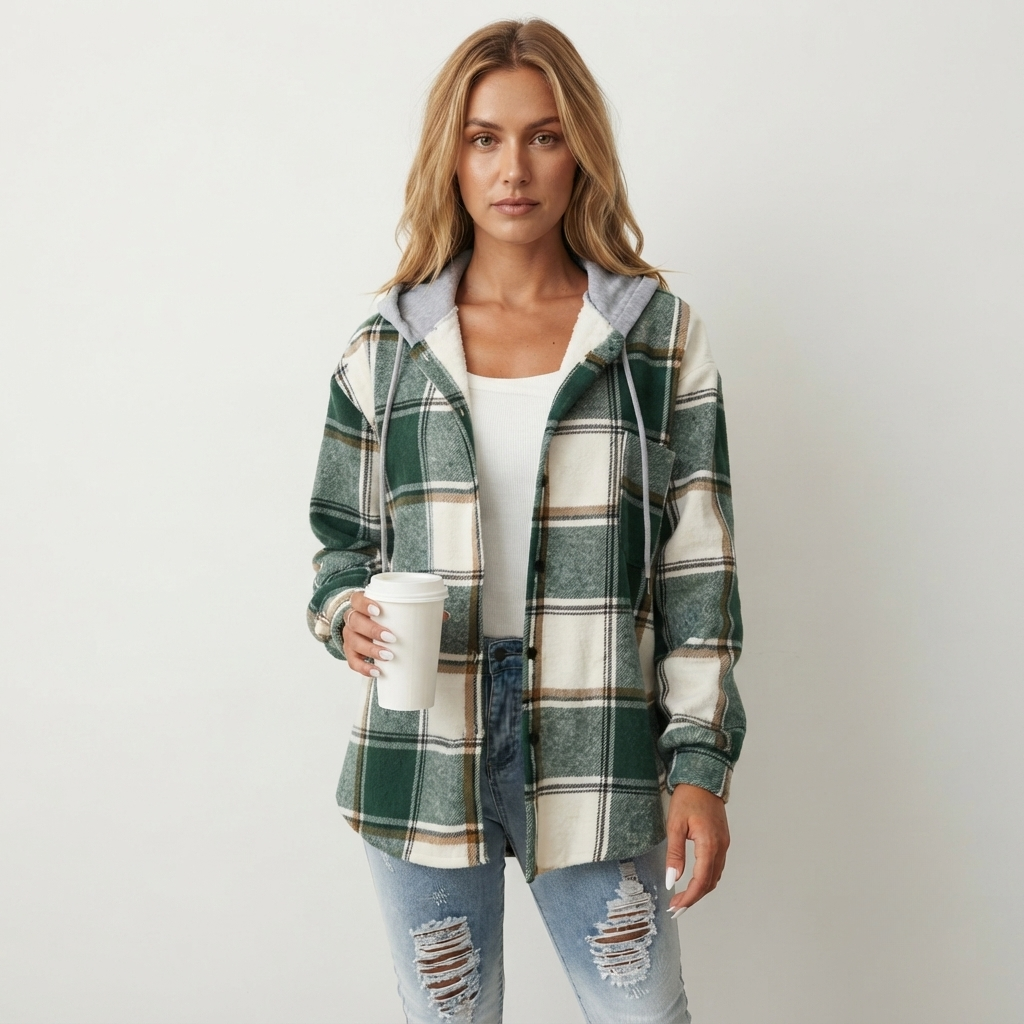 Women’s Plaid Flannel Hooded Shacket