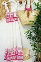 Gweneira | Women's Smocked Square Neck Boho Maxi Dress