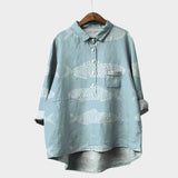 Gwenora | Women's Floral Bird Print Long Sleeve Blouse