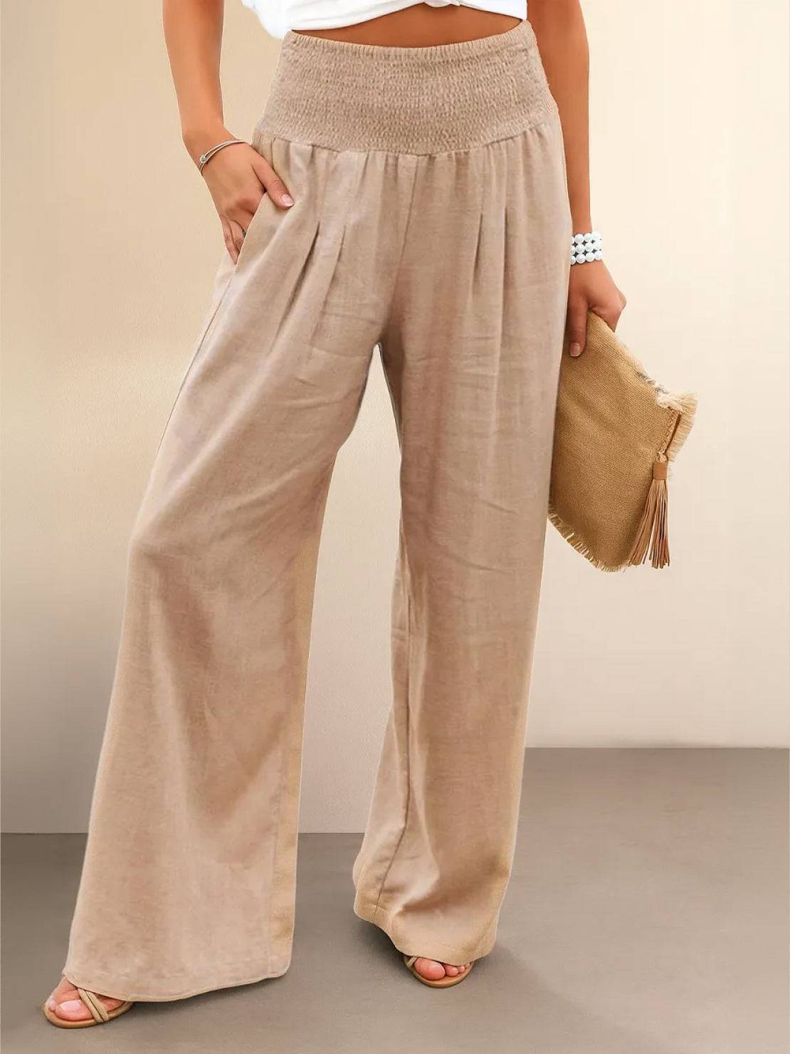 Petra | Women's Wide Leg Pants High Waist Smocked Palazzo Trousers