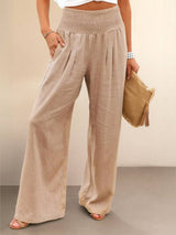 Petra | Women's Wide Leg Pants High Waist Smocked Palazzo Trousers