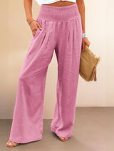 Petra | Women's Wide Leg Pants High Waist Smocked Palazzo Trousers