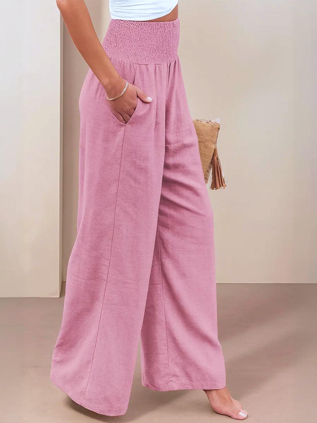 Petra | Women's Wide Leg Pants High Waist Smocked Palazzo Trousers