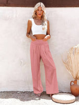 Petra | Women's Wide Leg Pants High Waist Smocked Palazzo Trousers
