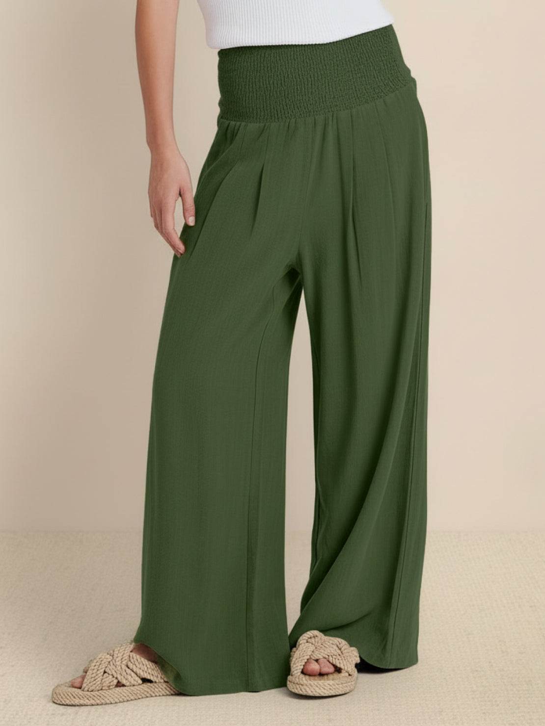 Petra | Women's Wide Leg Pants High Waist Smocked Palazzo Trousers