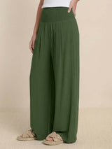 Petra | Women's Wide Leg Pants High Waist Smocked Palazzo Trousers