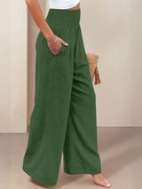 Petra | Women's Wide Leg Pants High Waist Smocked Palazzo Trousers