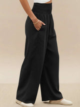 Petra | Women's Wide Leg Pants High Waist Smocked Palazzo Trousers