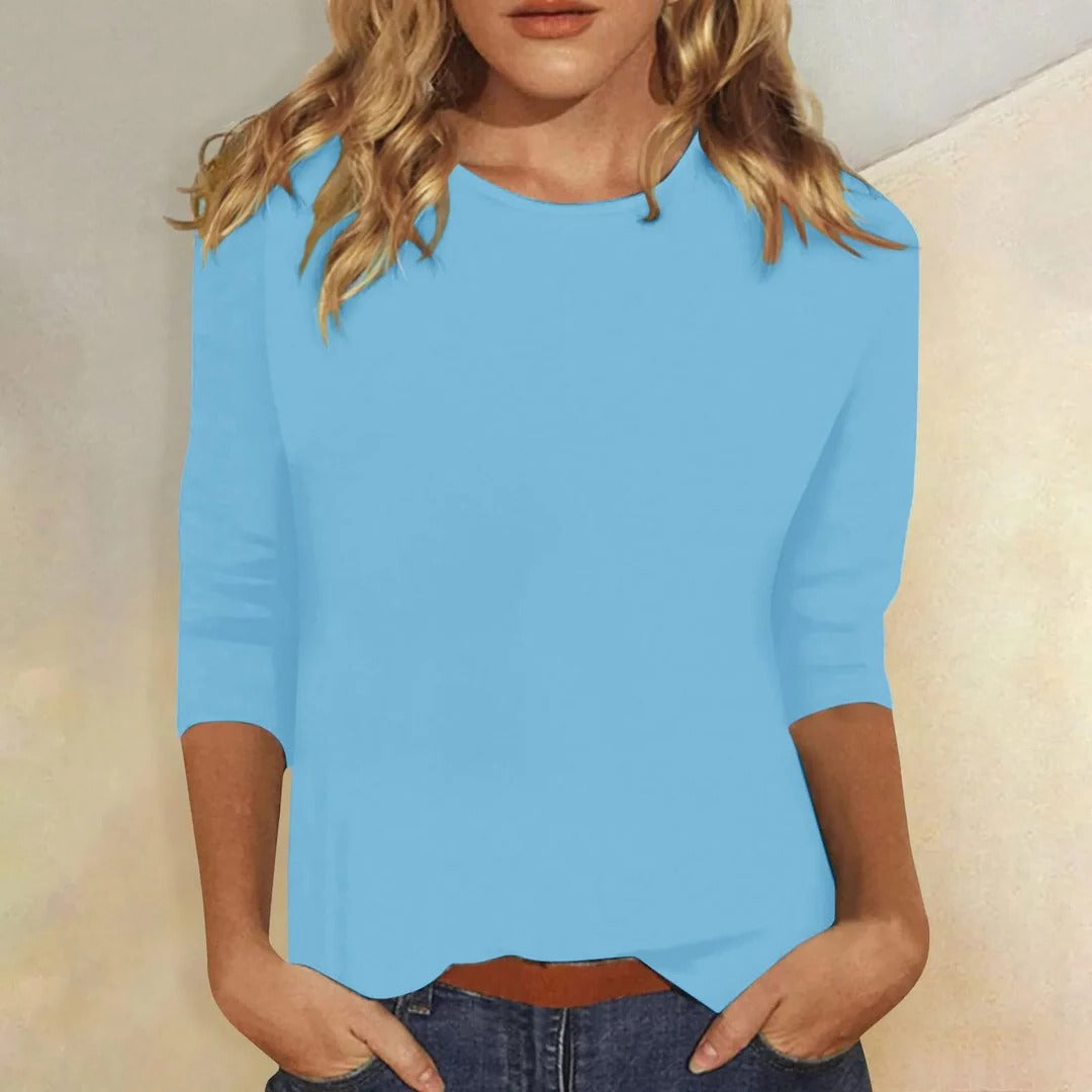 Sophie | Women's Round Neck 3/4 Sleeve Casual Top Plain