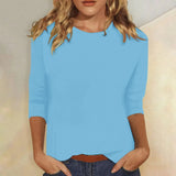 Sophie | Women's Round Neck 3/4 Sleeve Casual Top Plain